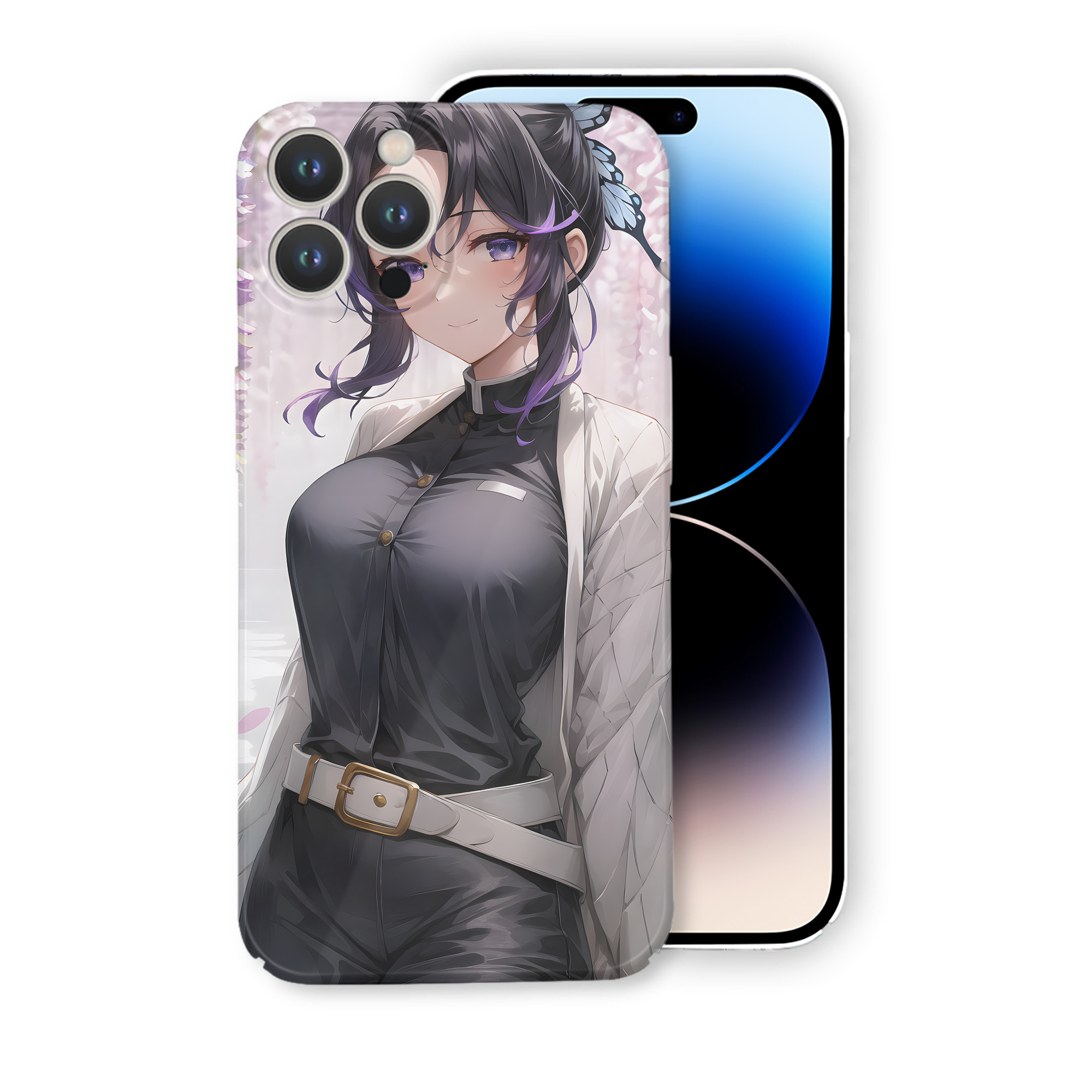 （画像用） 鬼滅の刃（きめつのやいば）蟲柱-胡蝶 しのぶ／こちょう しのぶ Kochou Shinobu 【iPhone 14シリーズ対応】ハードケース